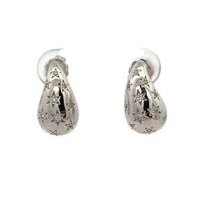 Teardrop Rocky Earrings Small Elegant Jewelry with Star - Shaped Accent Silver